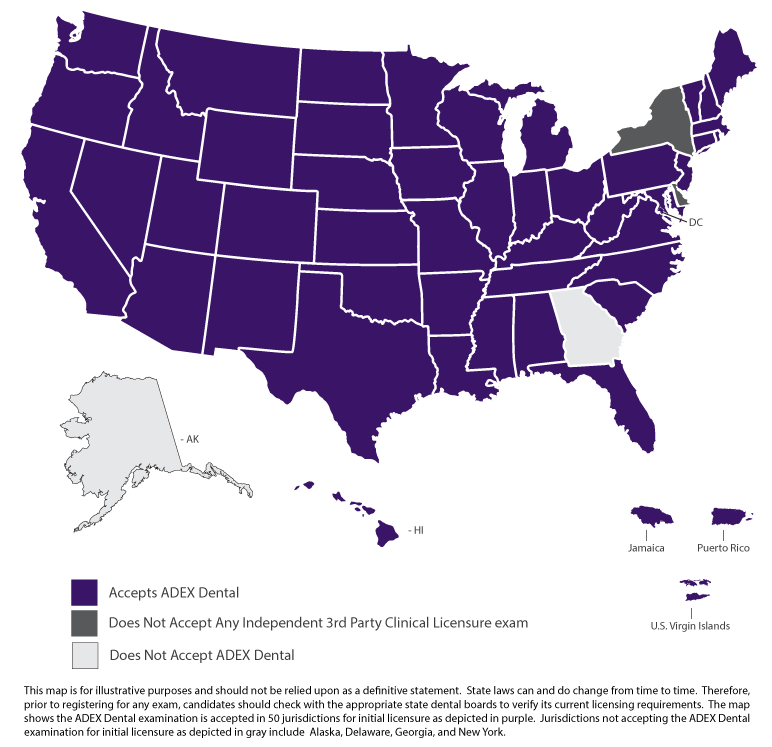 Map of ADEX Dental acceptance